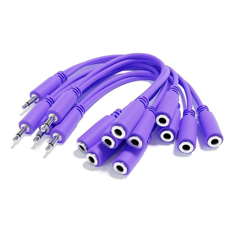 ExcelValley 5-Pack - Mono Splitter Y Patch Cables - TS 3.5mm 1/8" Eurorack Synth Synthesizer [Purple] - Image 1